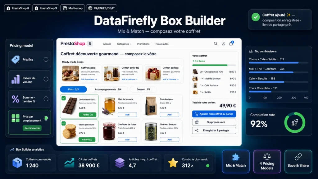Individuelle Geschenkbox, vom Kunden per Mix & Match zusammengestellt, in PrestaShop