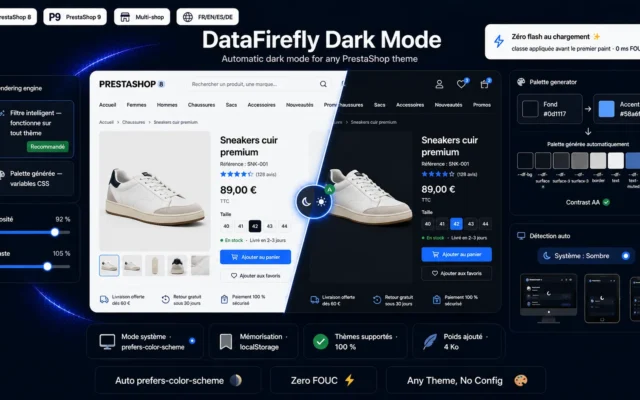 Module Dark Mode PrestaShop 8/9 — Mode sombre automatique