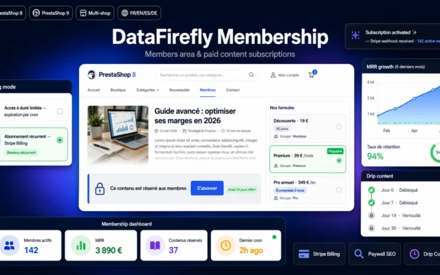 Mitgliederbereich mit Paywall-Inhalten und Stripe-Abos in PrestaShop