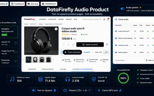 Module Lecture Audio Produit Text-to-Speech PrestaShop 8/9