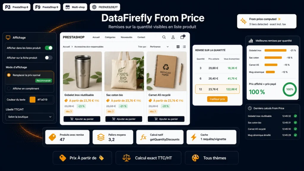 "From" Price Module — Quantity discounts in product listings (PrestaShop 8 & 9)