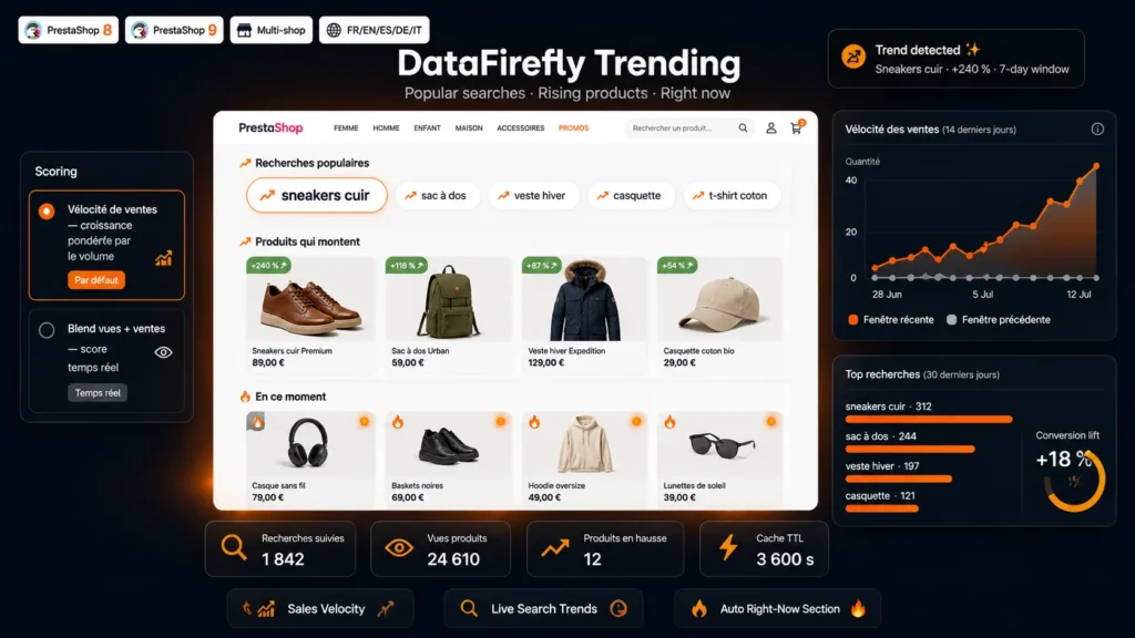 Module Produits Tendances & Recherches Populaires PrestaShop 8/9