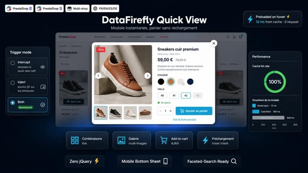 Module Quick View PrestaShop 8/9 — Aperçu Rapide Produit