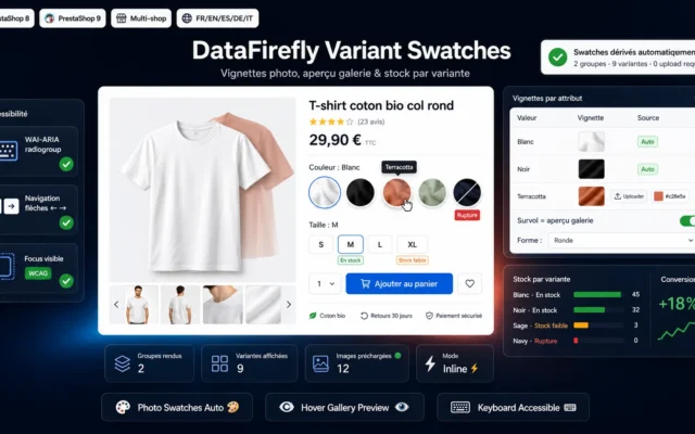 Module Swatches Variantes Photo & Stock PrestaShop 8/9