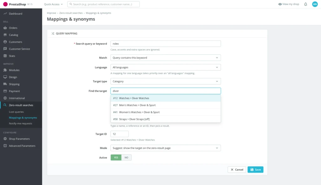 Module Zoekopdracht Zonder Resultaat PrestaShop 8/9: Inhaalpagina & Productmeldingen