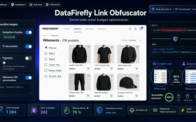 Zaciemnianie linków nawigacji fasetowej w PrestaShop w celu ochrony budżetu indeksowania