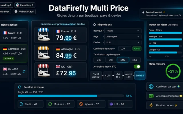 Configuration des prix par pays dans PrestaShop, coefficient de marge et arrondi psychologique