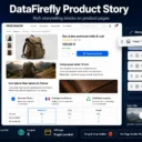 Drag-and-drop storytelling blocks arranged on a PrestaShop product page