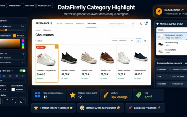 Produit mis en avant en tête de page catégorie PrestaShop