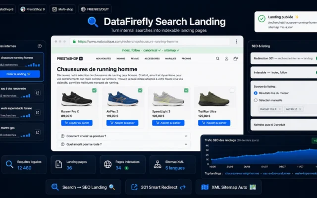 Génération de landing pages SEO à partir des recherches internes dans PrestaShop