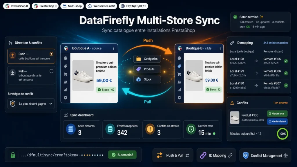 Synchronisierung von Produkten und Beständen über mehrere PrestaShop-Shops