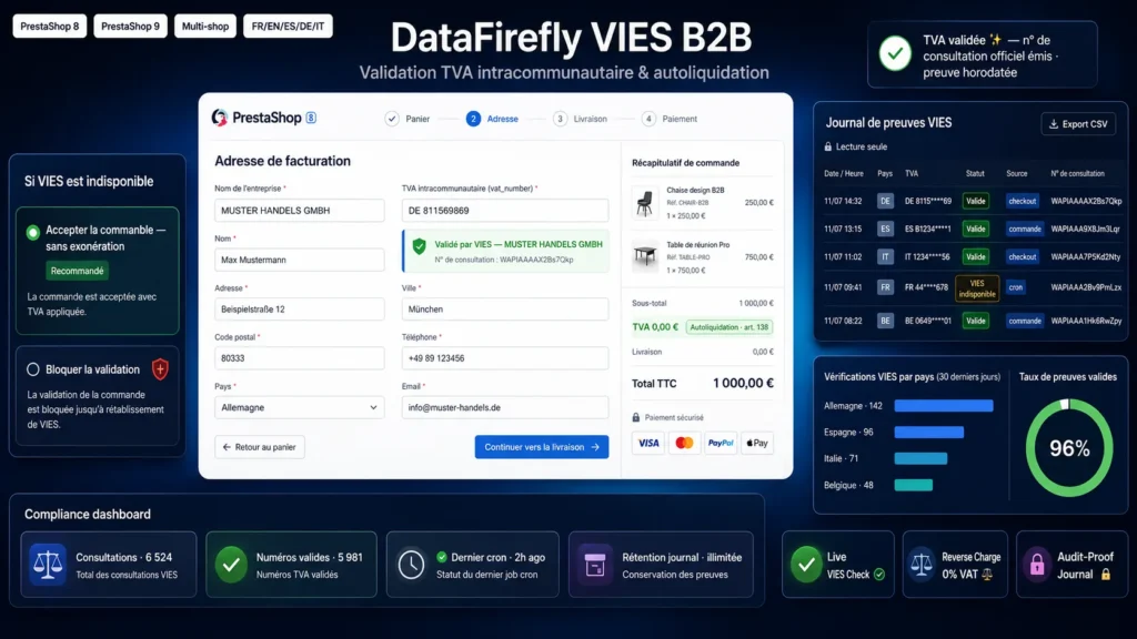 Validazione di una partita IVA intracomunitaria tramite VIES al checkout B2B di PrestaShop