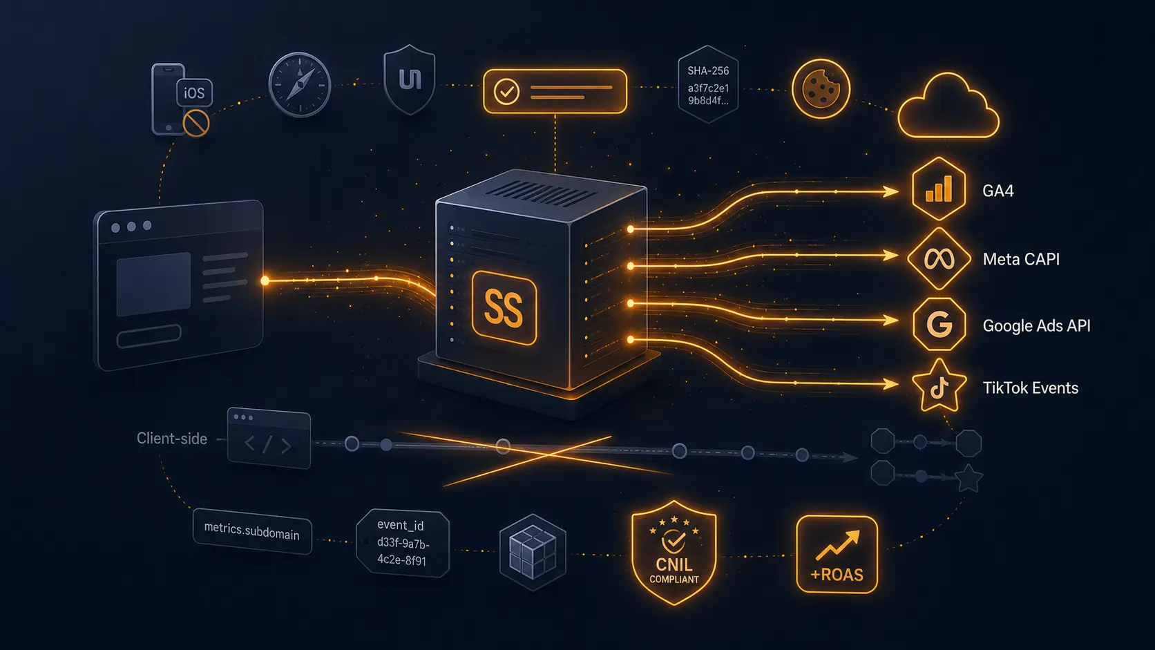 Illustration de l'article sur le tracking server-side avec GA4