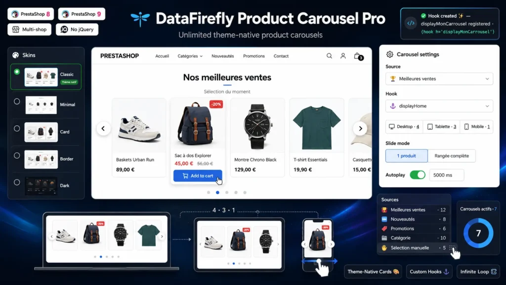 Module Carrousel Produits PrestaShop 8/9 — Sliders Illimités