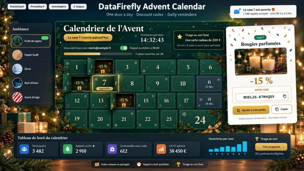 Adventskalender voor PrestaShop 8 & 9: Dagelijkse Kortingscodes