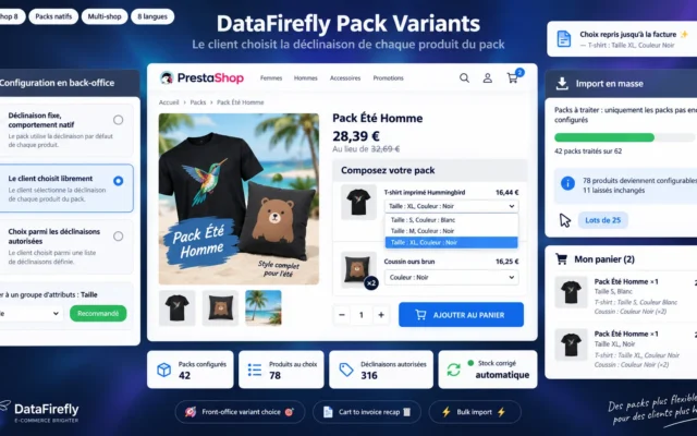 Choix de la Déclinaison dans un Pack PrestaShop 8
