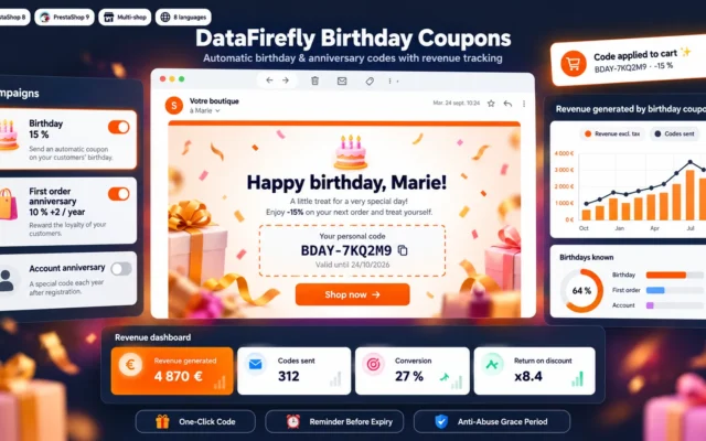 Kupon Urodzinowy dla PrestaShop 8 i 9: Automatyczny Kod Rabatowy i Śledzenie Sprzedaży