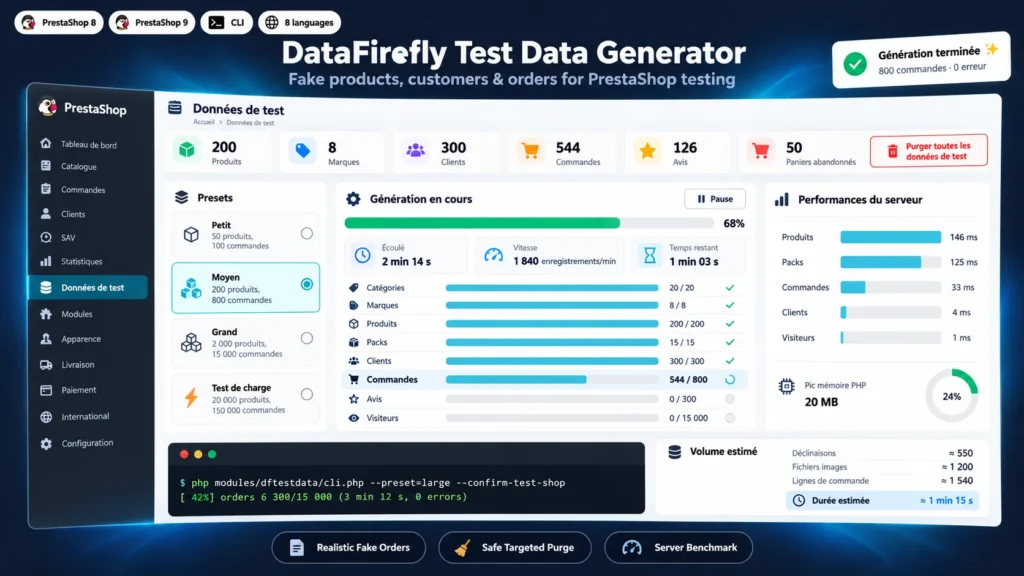 PrestaShop Testdaten generieren: Fiktive Produkte, Kunden und Bestellungen für 8 & 9