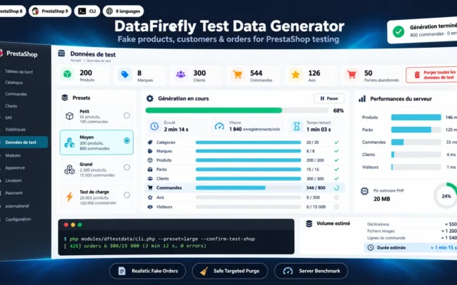 Testdata genereren in PrestaShop 8 & 9: fictieve producten, klanten en bestellingen