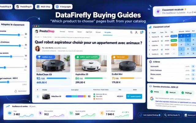 Poradnik Zakupowy PrestaShop 8 i 9: Strony „Jaki Produkt Wybrać” Generowane z Katalogu