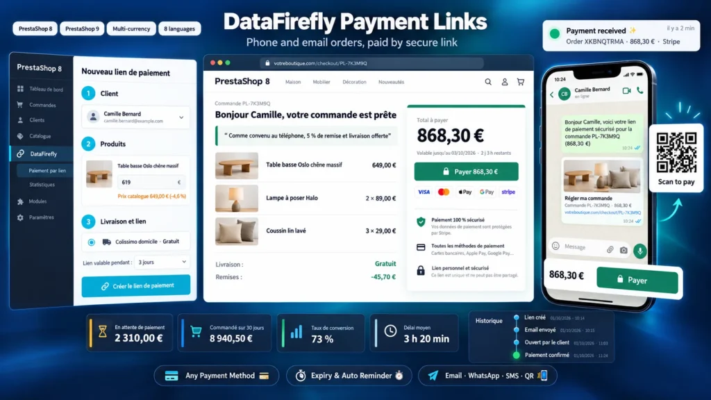 Betaallink PrestaShop 8 & 9 voor Telefonische en E-mailbestellingen