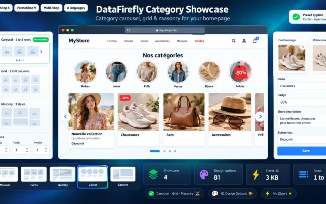 Módulo Carrusel de Categorías PrestaShop 8/9: Categorías en la Página de Inicio