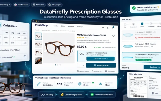 Modulo Ottica PrestaShop: Occhiali da Vista con Prescrizione e Scelta delle Lenti
