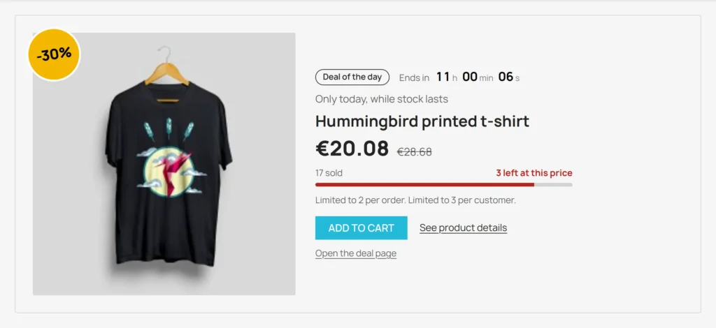 Angebot des Tages für PrestaShop 8 & 9 mit Countdown und begrenztem Bestand