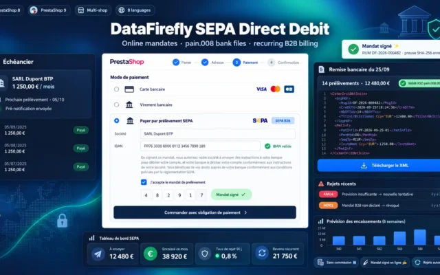 Domiciliación Bancaria SEPA con Mandato Online para PrestaShop 8 y 9