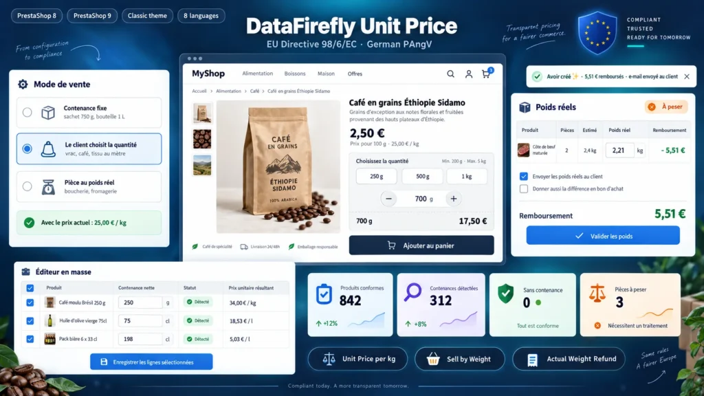 Preço por Quilo, Preço Unitário e Venda a Peso PrestaShop 8 e 9