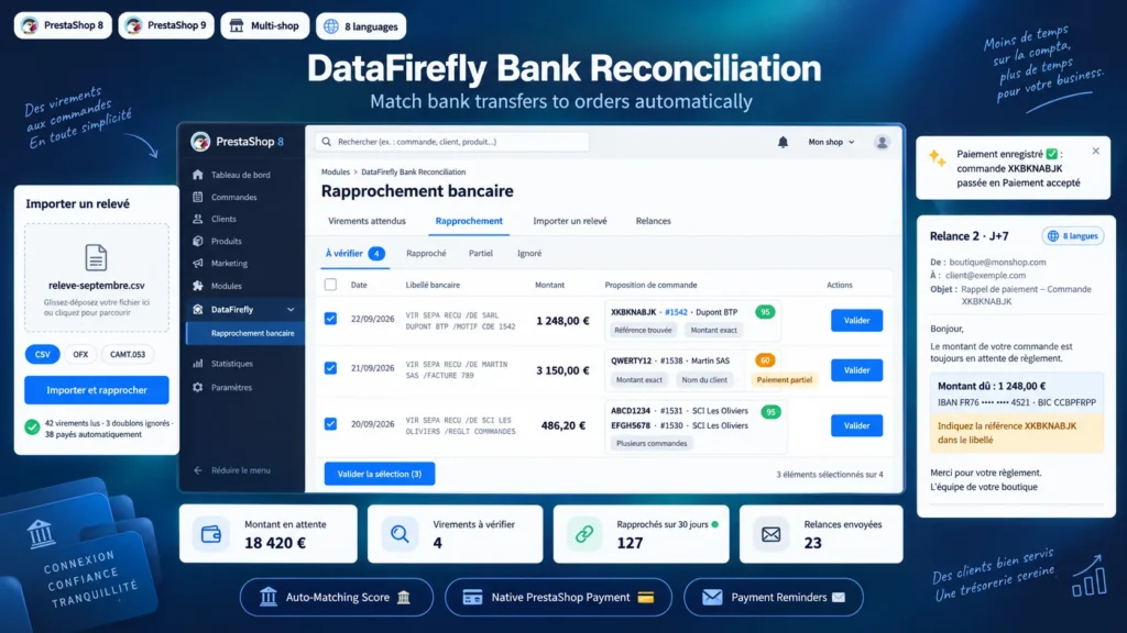Reconciliação Bancária de Transferências para PrestaShop 8 e 9