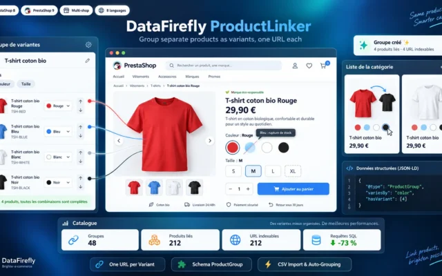 Agrupar Produtos como Variantes no PrestaShop 8 e 9: Seletor de Cor e Tamanho estilo Amazon