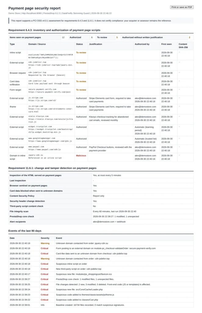 PrestaShop Malware Scanner 8 & 9: Anti-Skimming voor Kaartbetalingen en Bestandsintegriteit