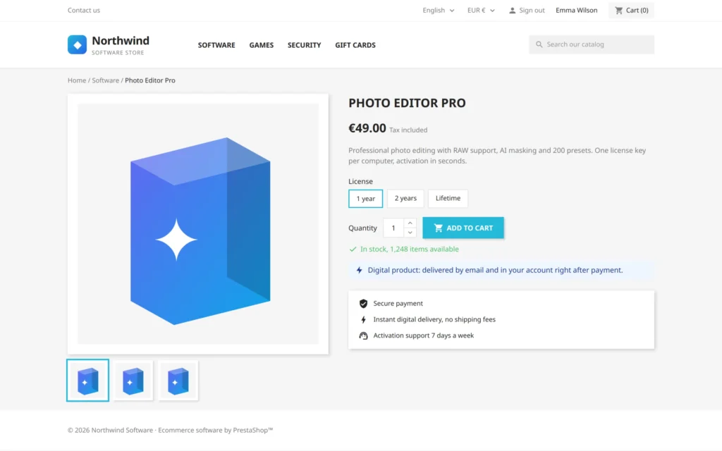 Vendre des Clés de Licence et Produits Numériques PrestaShop 8 & 9