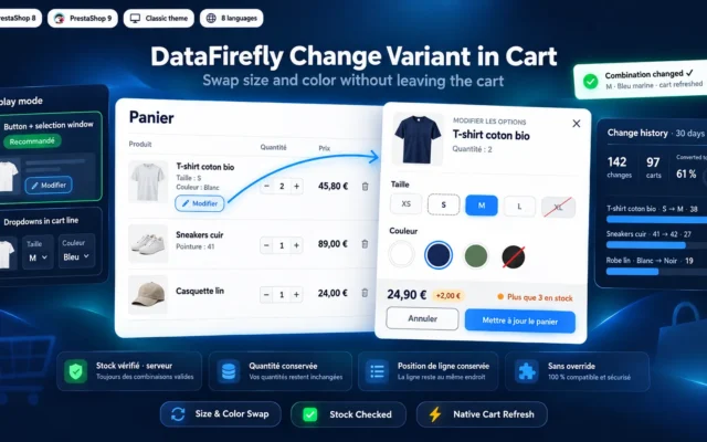 Cambiar la Combinación en el Carrito PrestaShop 8 y 9: Talla y Color sin Eliminar el Producto
