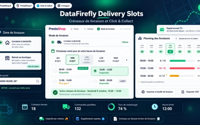 Bezorgmomenten Kiezen in PrestaShop 8 & 9: Tijdvakken met Capaciteit en Click & Collect