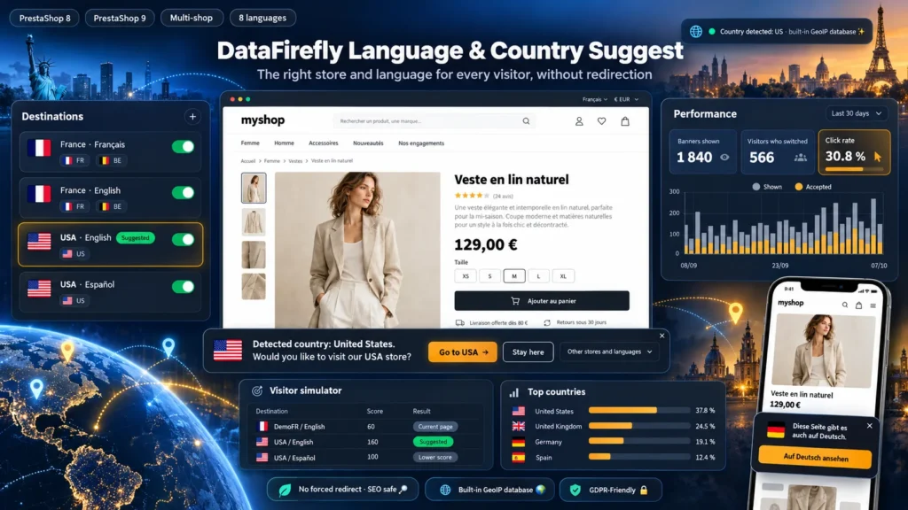 Taal en Land van de Bezoeker Detecteren in PrestaShop 8 & 9 (Zonder Redirect)