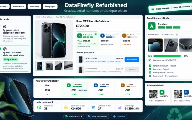 Refurbished Producten Verkopen in PrestaShop 8 & 9: Conditiegraden, Serienummers en Unieke Stukken
