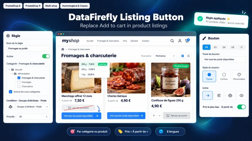 Reemplazar el Botón Añadir al Carrito en los Listados PrestaShop 8 y 9: Botón «Ver Opciones» hacia la Ficha de Producto